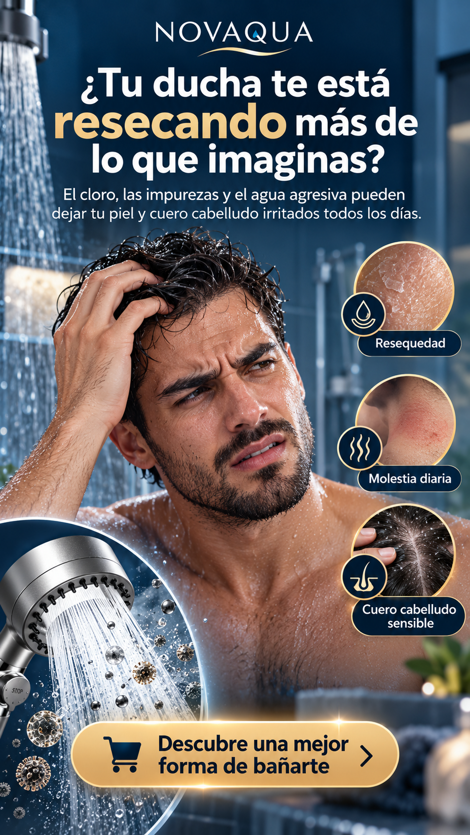 NOVAQUA™ | Ducha Filtrante 3 Modos + Masaje