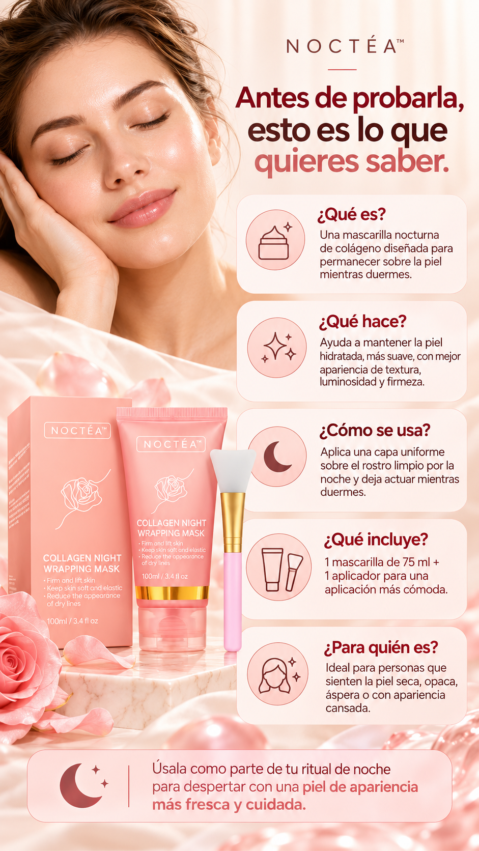 NOCTÉA™ by AMOCOCO | Mascarilla Nocturna de Colágeno